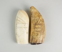 Lot 120 - A whale tooth scrimshaw, American, 19th...