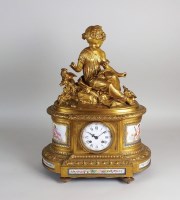 Lot 162 - A French gilt metal and porcelain mounted...