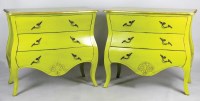 Lot 177 - A pair of modern lime green commodes by Chi...