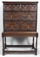 Lot 183 - A joined oak chest on stand, Charles II and...