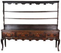 Lot 206 - A four drawer oak dresser base, 18th century,...