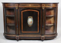 Lot 217 - A Victorian ebonised walnut cross banded and...