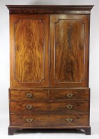 Lot 219 - A George III mahogany linen press, late 18th...