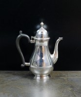 Lot 27 - A George II style silver coffee pot, Barker...