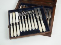 Lot 37 - A cased part set of Victorian mother of pearl...