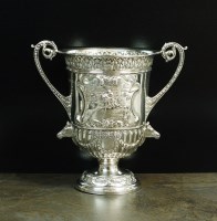 Lot 71 - An Edwardian silver two handled trophy cup,...