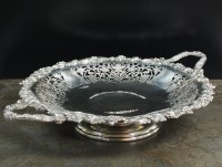 Lot 134 - A two handled silver pedestal shallow dish,...