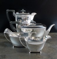 Lot 140 - A four piece silver tea service, Harrison...