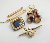 Lot 176 - A split pearl mourning brooch, together with...