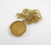 Lot 206 - A Victorian sovereign pendant, dated 1894,...