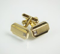 Lot 213 - A pair of 9ct gold diamond set cufflinks, each...