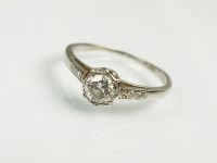 Lot 240 - A single stone diamond ring, the old cut...