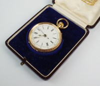 Lot 293 - A Lady's continental fob watch, stamped '14k',...