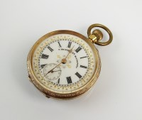 Lot 302 - A Lady's continental fob watch, stamped '14k',...