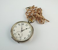 Lot 330 - A continental silver open-faced pocket watch,...