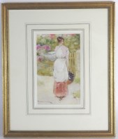 Lot 363 - David Woodlock (1842-1929) Lady in a garden...