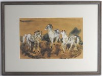 Lot 385 - Sir Robin Darwin (1910-1974) Zebras, signed...