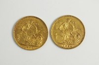 Lot 457 - Two Victoria Old head sovereigns, dated 1894...