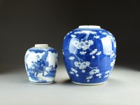 Lot 33 - Two Chinese blue and white ginger jars, 19th...