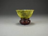 Lot 113 - A Chinese bowenite cup or brush washer, the...