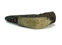 Lot 154 - A Chinese enamelled white metal and jade inset...