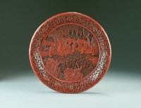 Lot 161 - A Chinese cinnabar lacquer dish, late Qing...