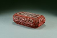Lot 163 - A Chinese inlaid cinnabar lacquer box and...