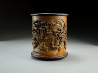 Lot 167 - A Chinese carved bamboo brush pot, Bitong,...