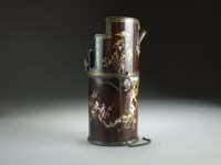 Lot 182 - A Chinese inlaid rosewood opium pipe, Qing...