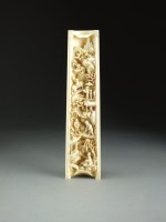 Lot 204 - A good Chinese carved ivory wrist rest, 19th...