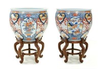 Lot 217 - A very large pair of Japanese Imari porcelain...