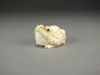 Lot 242 - A Japanese ivory netsuke of a frog, Meiji...