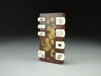 Lot 246 - A Japanese shibayama ivory and hardwood bridge...