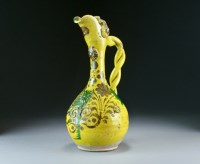 Lot 268 - A Channakale pottery yellow-glazed ewer, 19th...