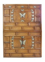 Lot 278 - A Korean two part softwood tansu or clothes...