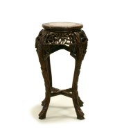 Lot 283 - A Chinese carved hardwood and marble inlaid...