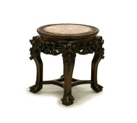 Lot 284 - A Chinese carved hardwood and marble inlaid...