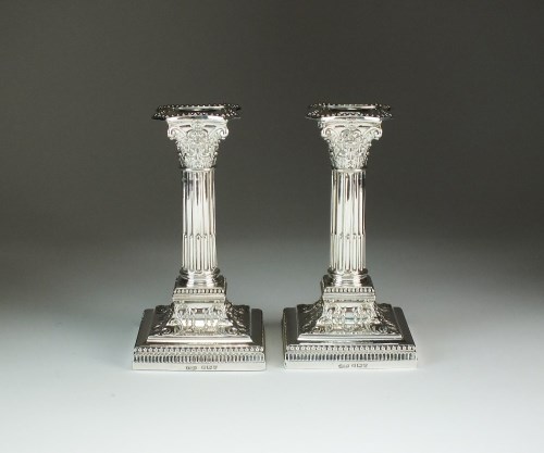 Lot 5 - A pair of Victorian silver mounted Corinthian...