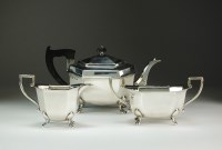Lot 50 - A three piece silver tea service, Emile Viner,...