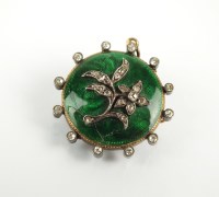 Lot 85 - A 19th century green enamel and rose cut...