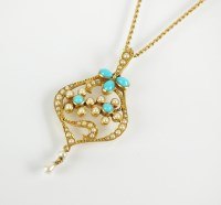 Lot 95 - An early 20th century turquoise and seed pearl...