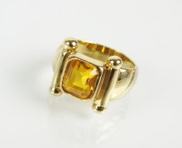 Lot 108 - A single stone citrine ring, the rectangular...