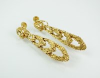 Lot 149 - A pair of 9ct gold ear pendants, each designed...