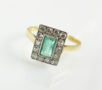 Lot 166 - An emerald and diamond rectangular cluster...