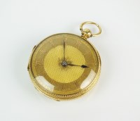 Lot 203 - A mid 19th century 18ct gold lady's fob watch,...