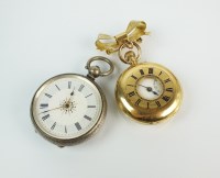 Lot 212 - A lady's continental half hunter fob watch,...