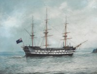 Lot 273 - British school, early 20th century RN frigate...