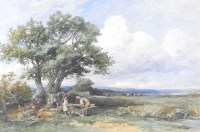 Lot 371 - David Bates (1840-1921) The Hedgers, signed...