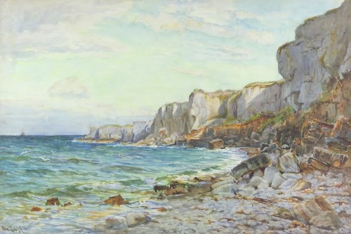 Lot 375 - Tom Clough (1867-1943) Coastal view from North...