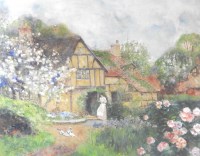 Lot 379 - David Woodlock (1842-1929) Cottage garden with...